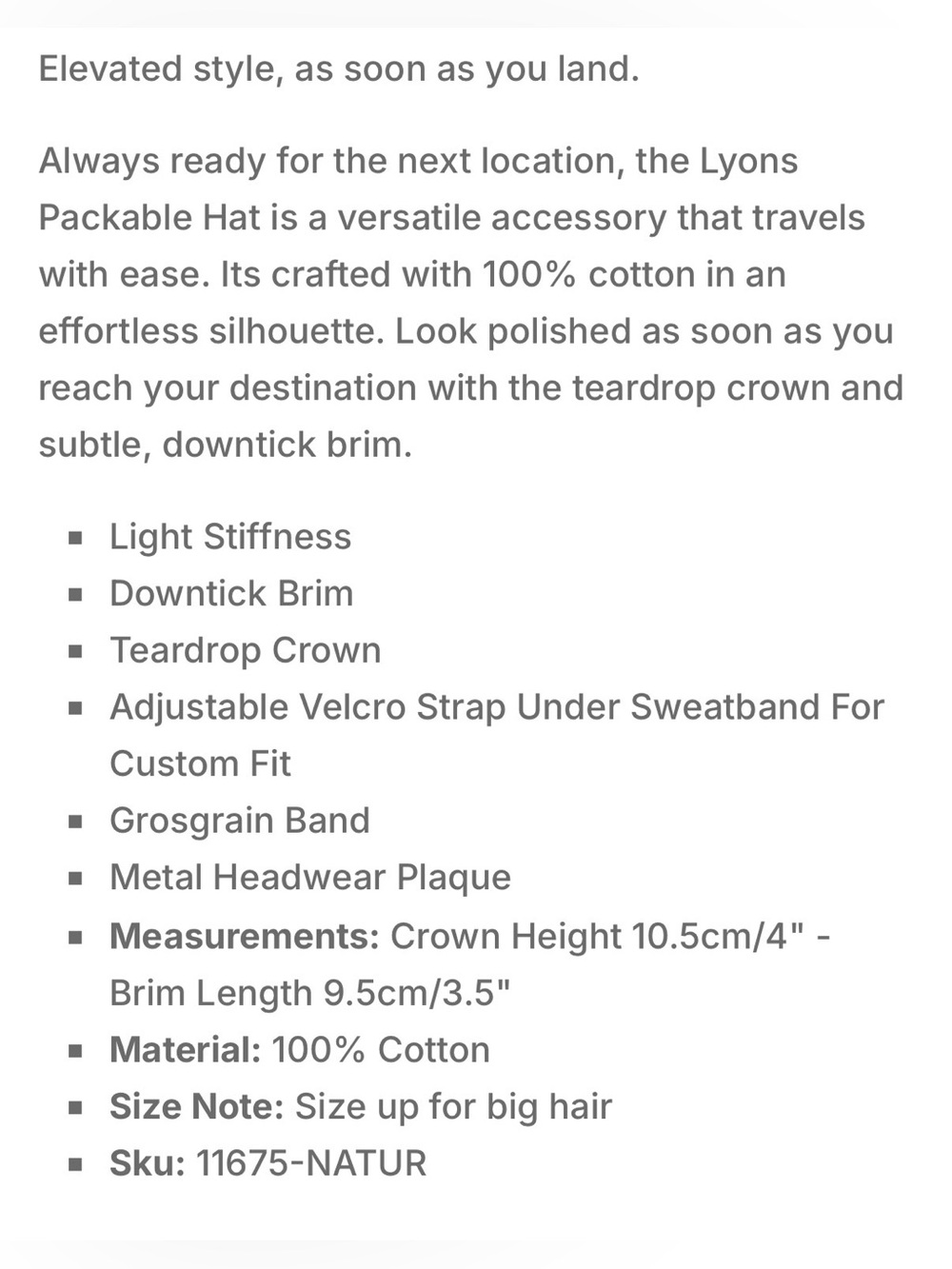 Braxton Packable Hat - Picture 3 of 5